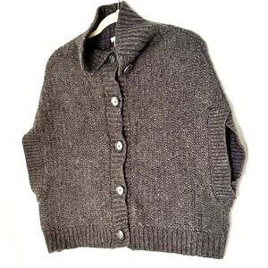 Garnet Hill Gray Knit Cape‎ Shrug Wool Rabbit Hair Sweater Vest Sz XS Oversized